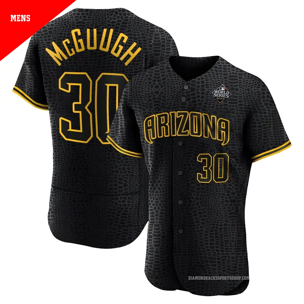 Men's ＃30 Scott McGough Arizona Diamondbacks Black Authentic Snake Skin City 2023 World Series Jersey