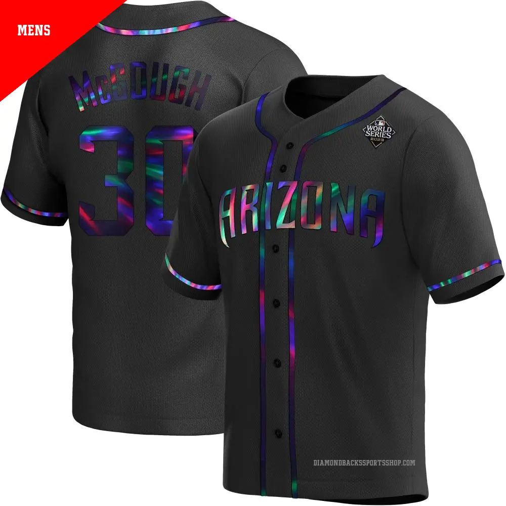 Men's ＃30 Scott McGough Arizona Diamondbacks Black Replica Holographic Alternate 2023 World Series Jersey