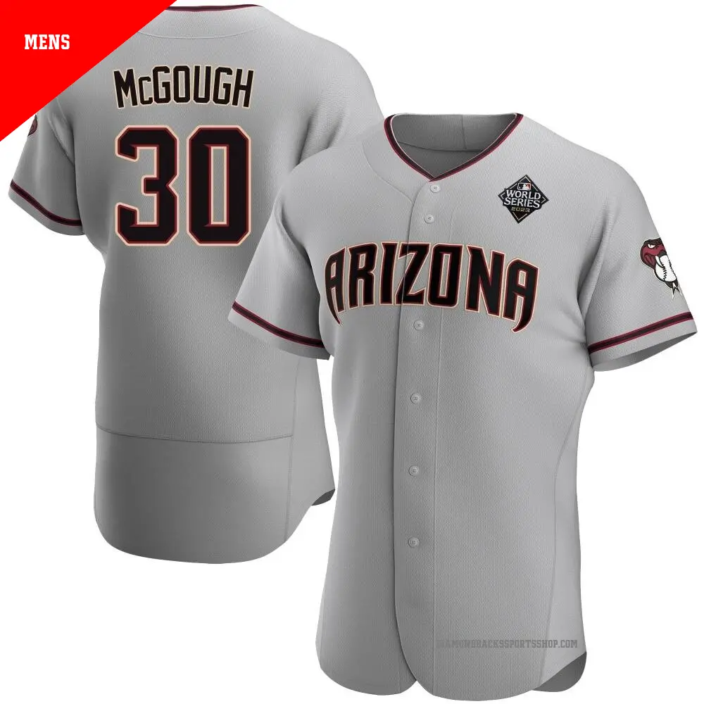 Men's ＃30 Scott McGough Arizona Diamondbacks Gray Authentic Road 2023 World Series Jersey