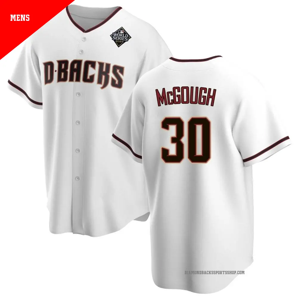 Men's ＃30 Scott McGough Arizona Diamondbacks White Replica Home 2023 World Series Jersey