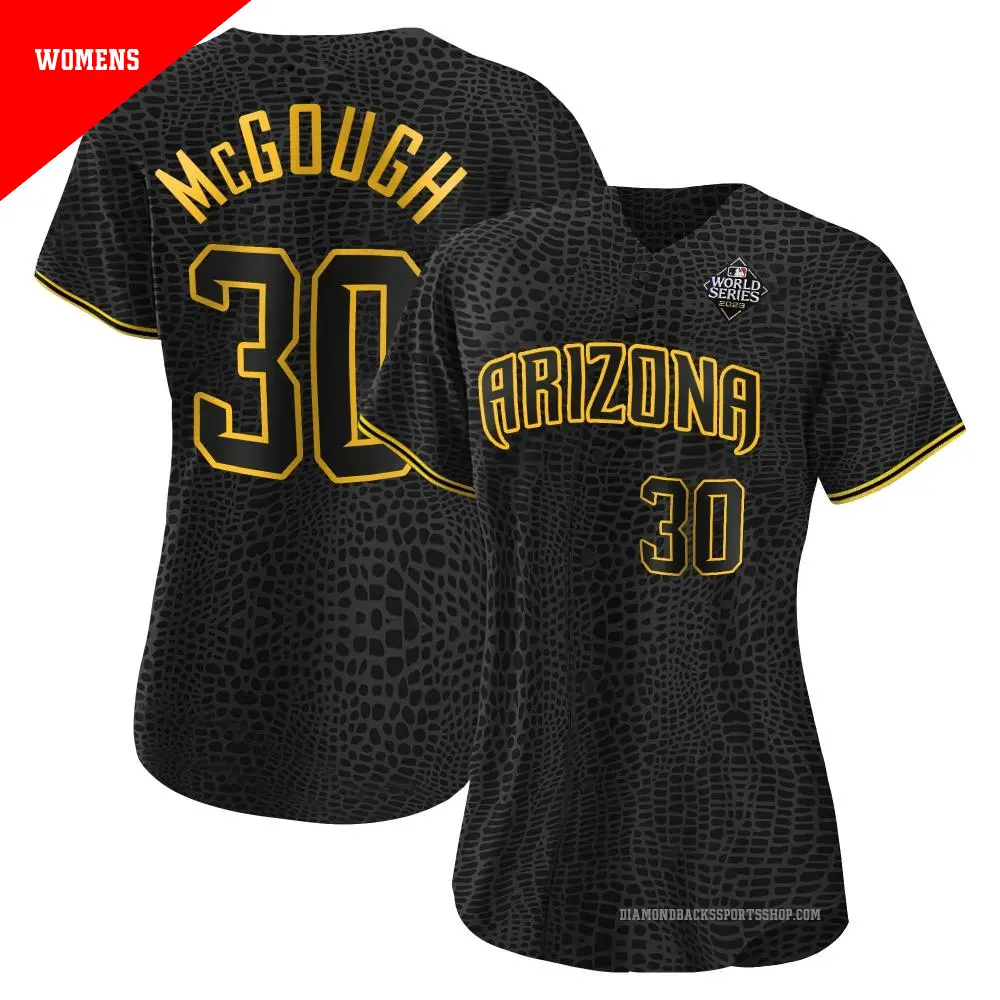 Women's ＃30 Scott McGough Arizona Diamondbacks Black Replica Snake Skin City 2023 World Series Jersey