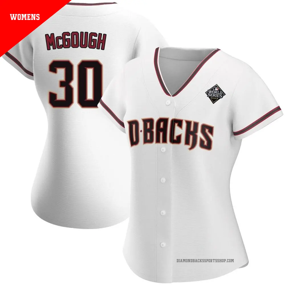 Women's ＃30 Scott McGough Arizona Diamondbacks White Replica Home 2023 World Series Jersey