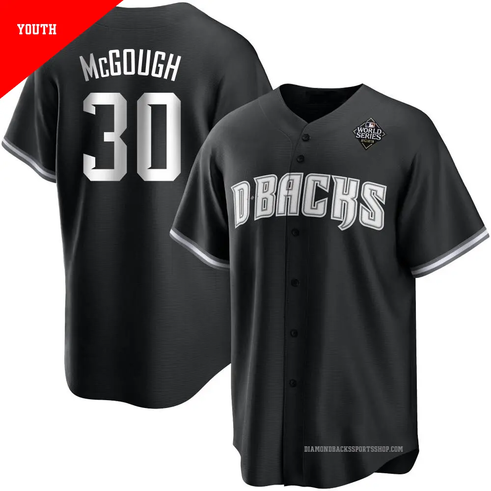 Youth ＃30 Scott McGough Arizona Diamondbacks White Replica Black 2023 World Series Jersey